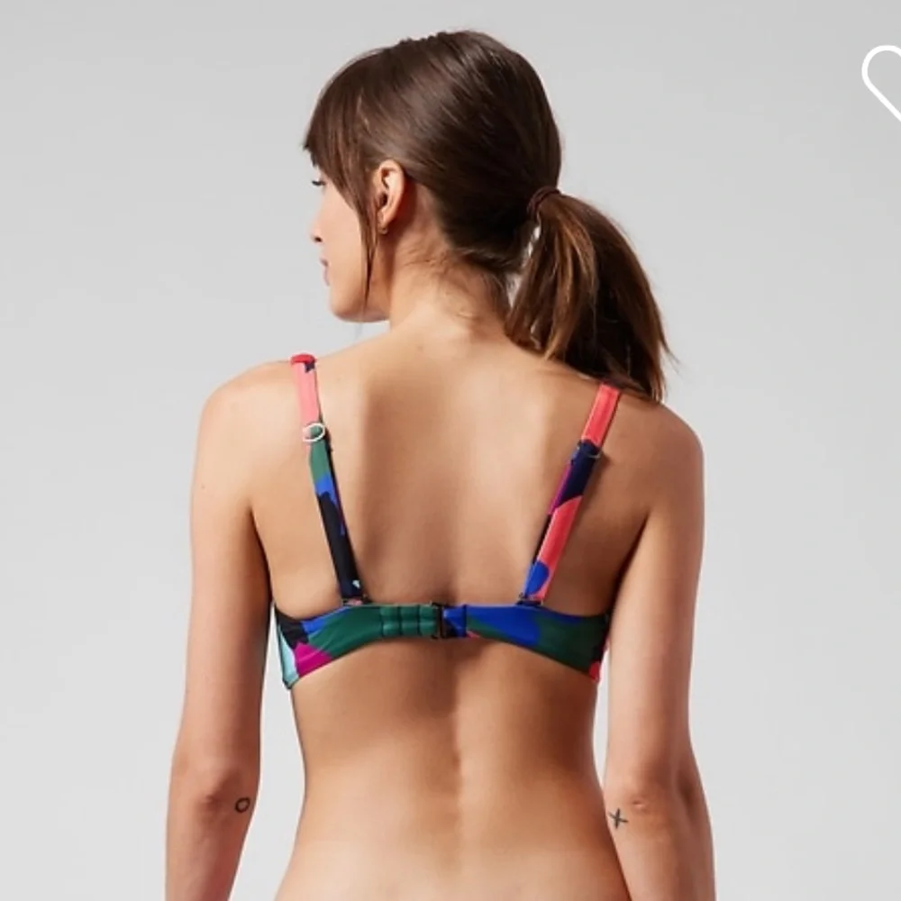 ❤️ Athleta Square Neck Bra Cup Bikini Top // Tossed Floral Dress Blue